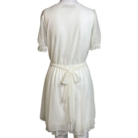 Allison & Kelly Short Sleeve Polka Dot Tulle Dress White Size Small - Picture 2 of 4